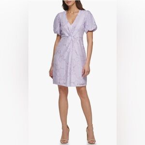 NWT Guess Lilac Puff Sleeve Textured Knot Dress